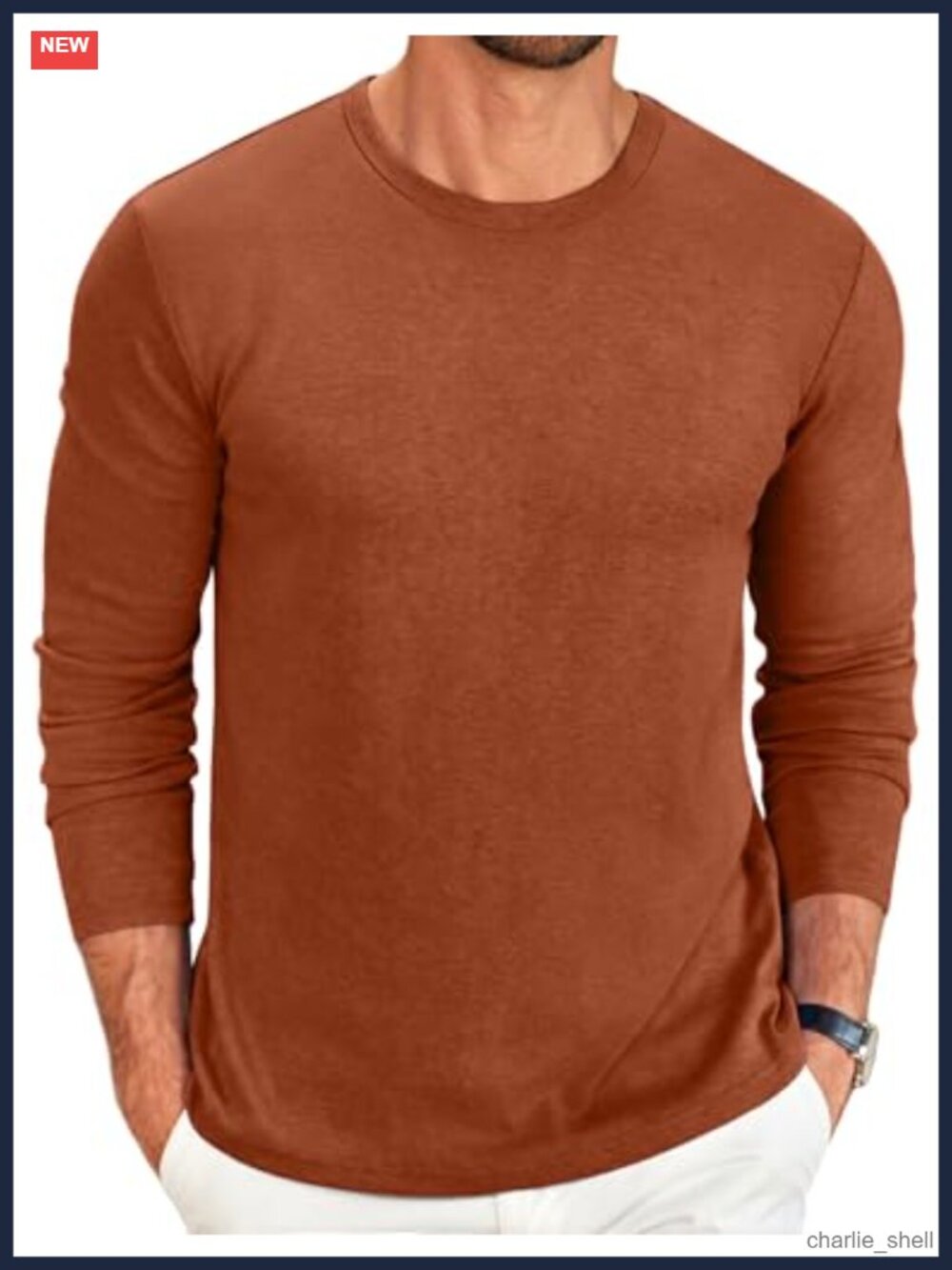 Men's Long Sleeve Crew Neck Casual Soft Solid Tee Shirt Pullover
